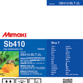 Текстильные чернила SB410 сублимационные 2000 мл Mimaki SB410-BLT-2L-1 Blue